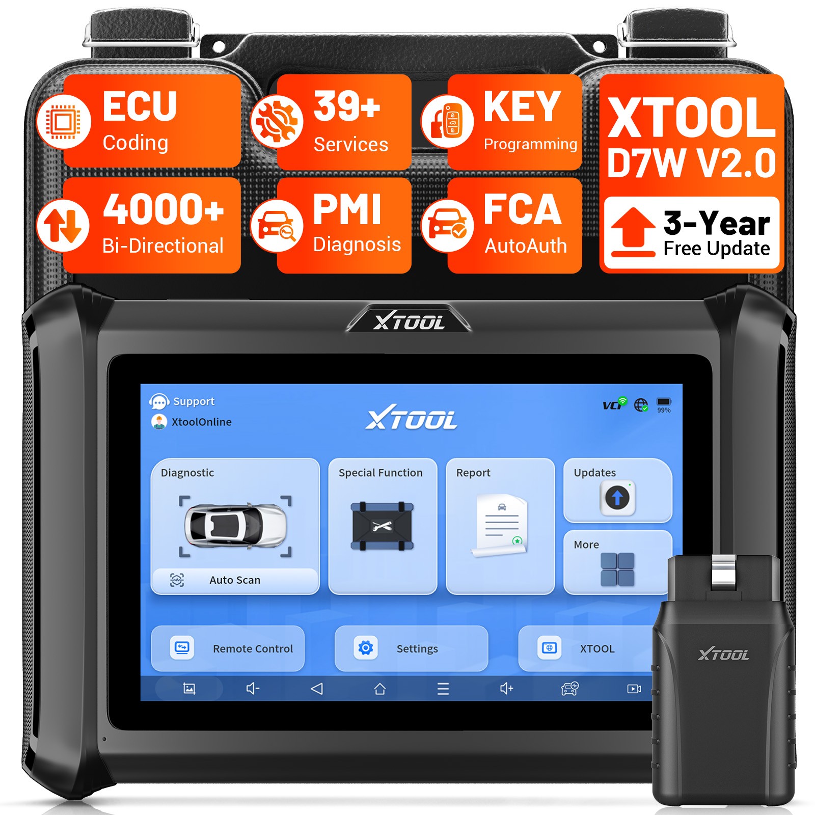 2026 XTOOL D7W V2.0 Wireless Bidirectional Scanner Key Programmer 39+ Services