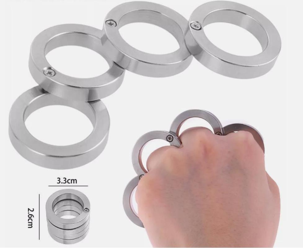 For Men Jewelry Stainless Steel Knuckles Rings Outdoor Rotatable Foldable Ring