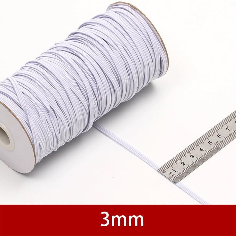 1 Roll White Elastic CordedThin Elastic90m ElasticFlat Cord for Sewing Clothi...