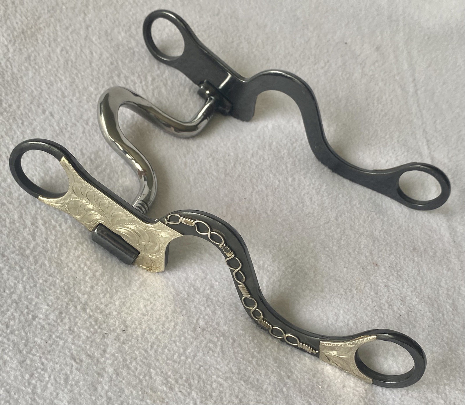 Super Quality NEW Vintage Silver Mounted BARBWIRE Blued Steel High Port BIT