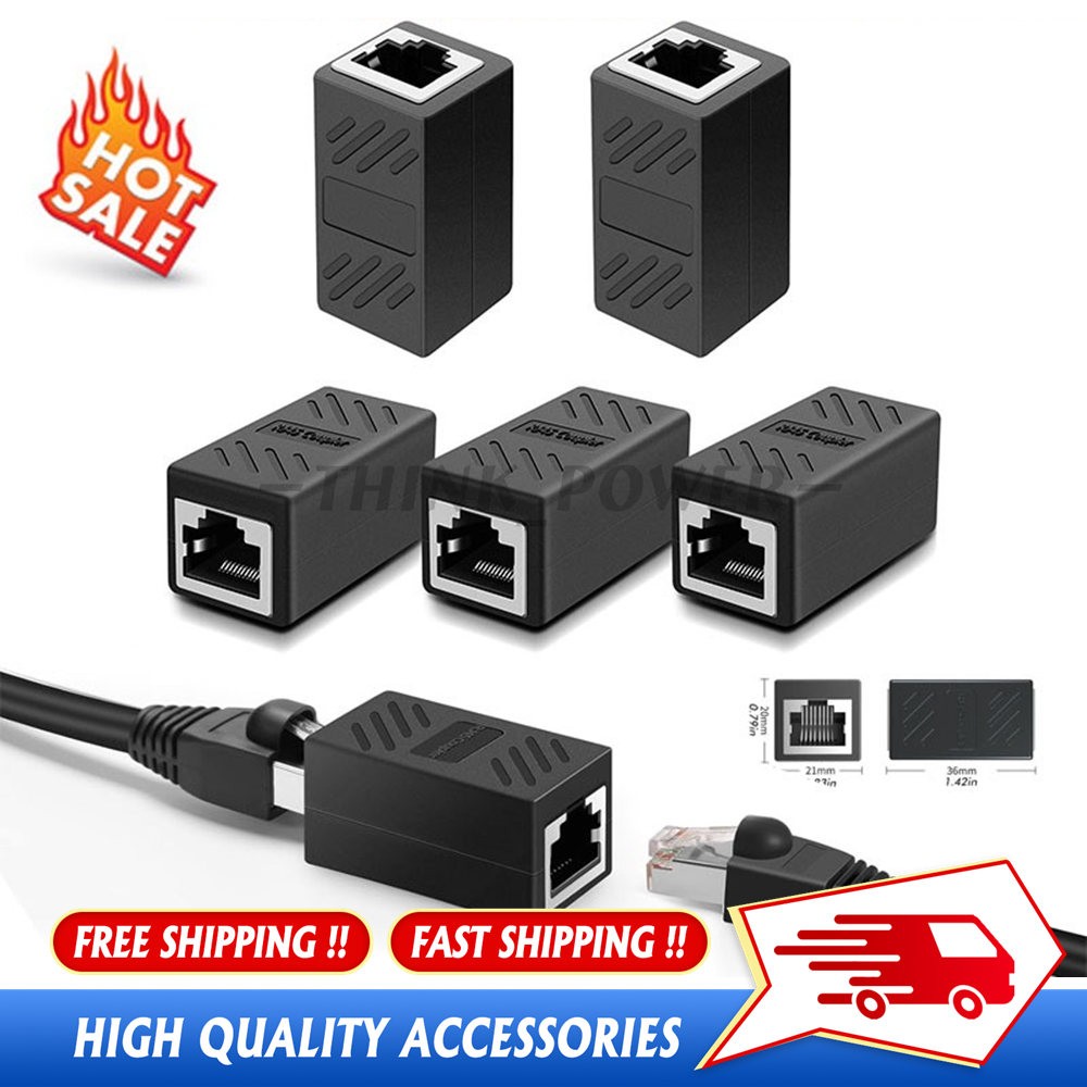 5/10PACK RJ45 Inline Coupler Cat6/Cat5 Ethernet Network Cable Extender Connector