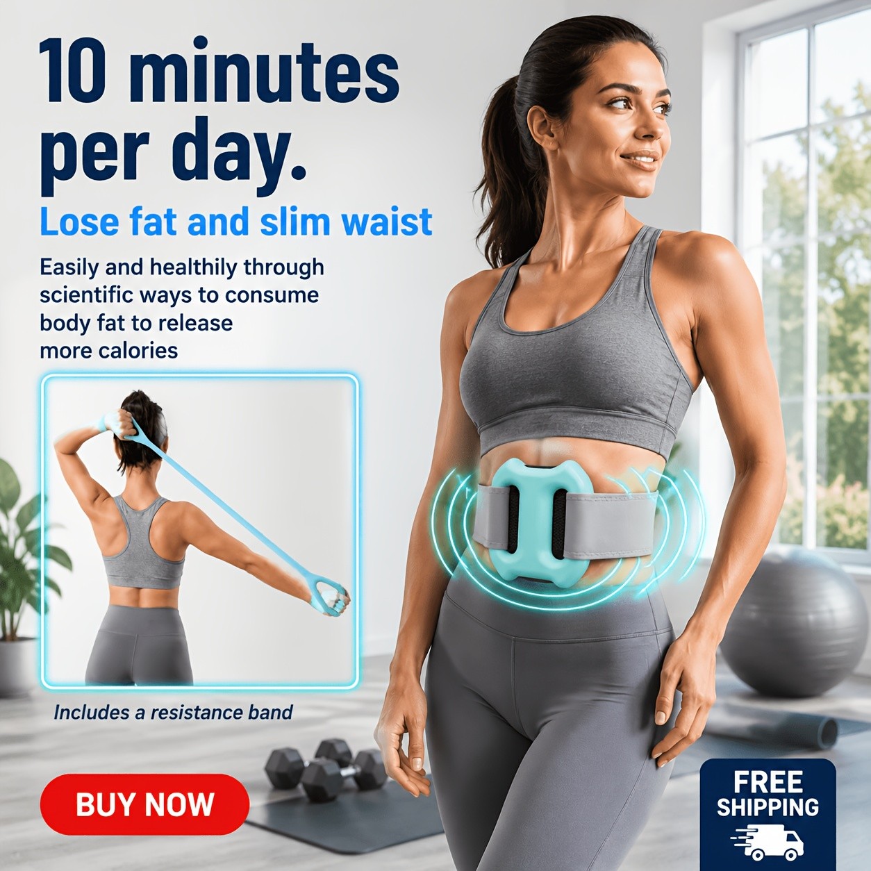Electric Fascia Ring Massager EMS Vibration Belt Waist Abdomen Arm Leg Body
