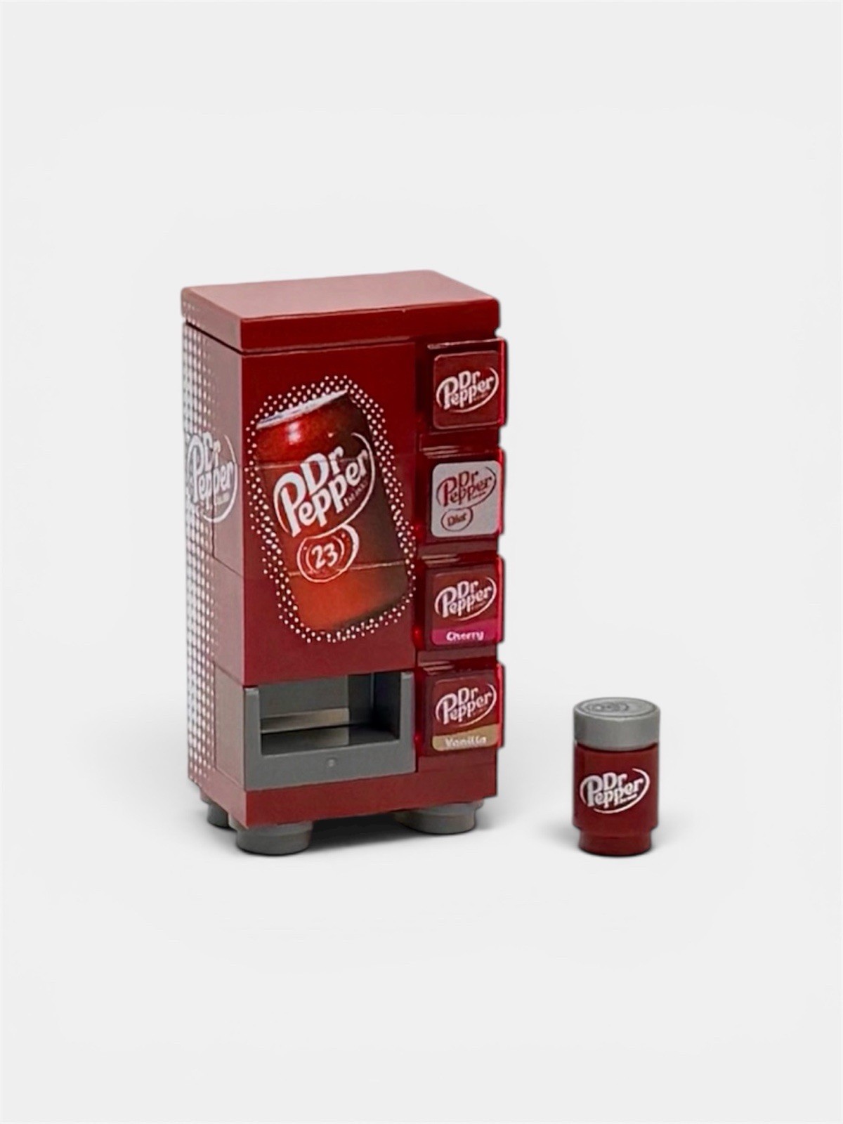 Custom Lego Dr Pepper Soda Vending Machine And Can made using LEGO parts City