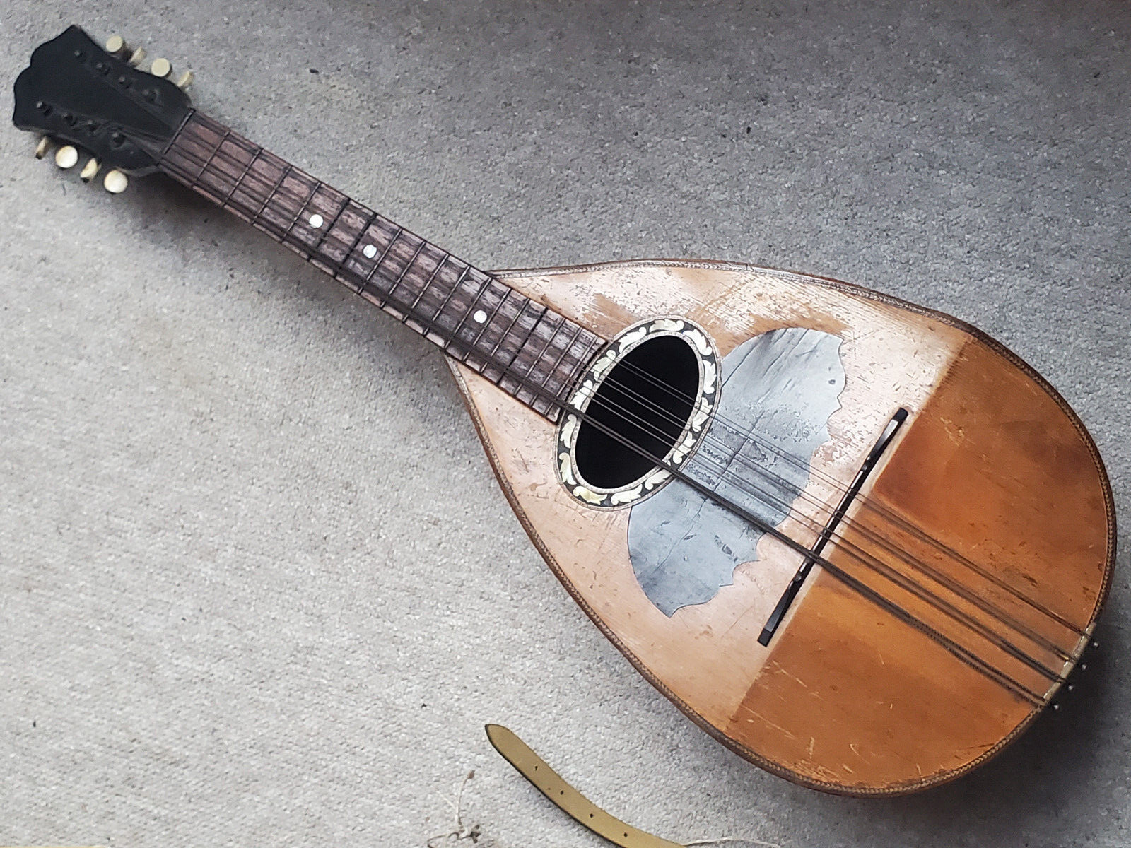 big and old mandolin / mandola? needs repair, "Langmajer"