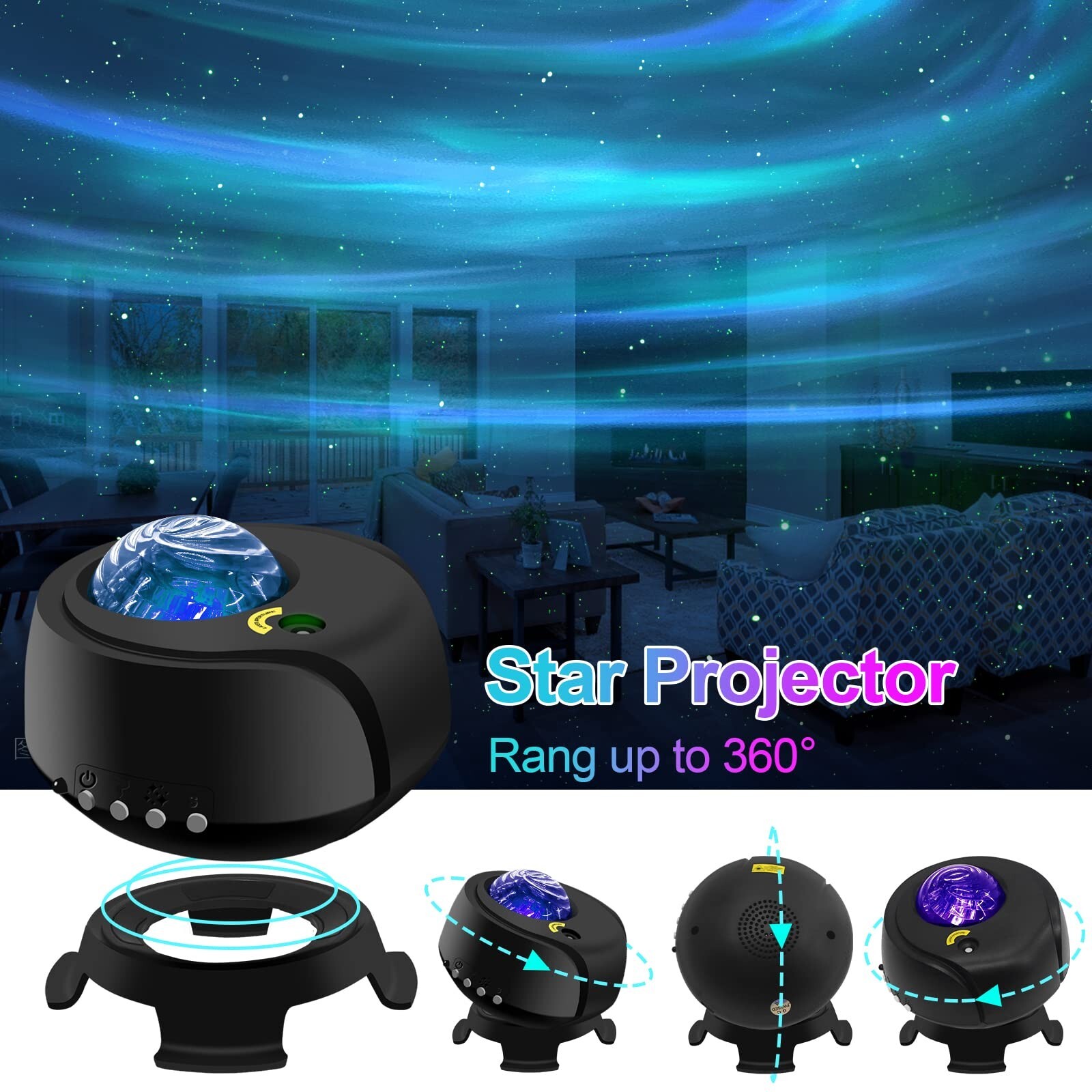The Largest Coverage Area Galaxy Lights Projector, Star Projector, with Chang...