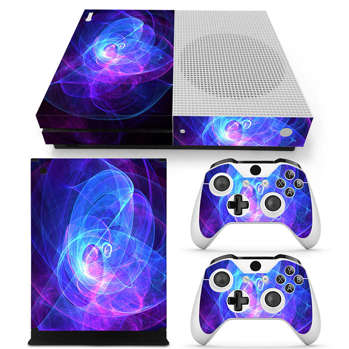 For Xbox One S Skin Console & 2 Controllers Cool Purple Swirl Vinyl Decal Wrap