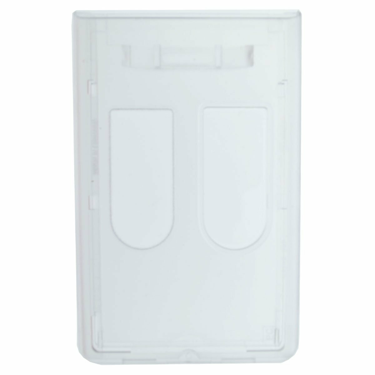 Rigid / Hard Plastic Two Card Vertical ID Badge Holder w/ Thumb Holes - Top Load