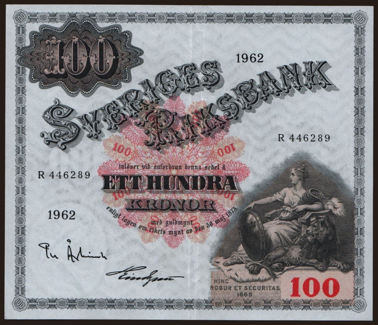 Sweden - 1962 - 100 Kronor - "EF" #CO8125