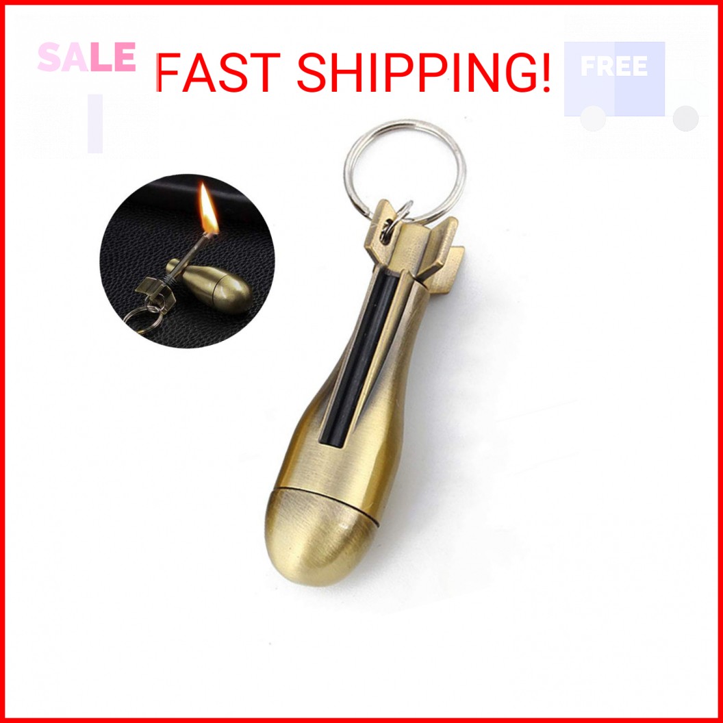 AIKENR Keychain Matchstick Fire Starter, Permanent Match Flint Metal Keychain Li