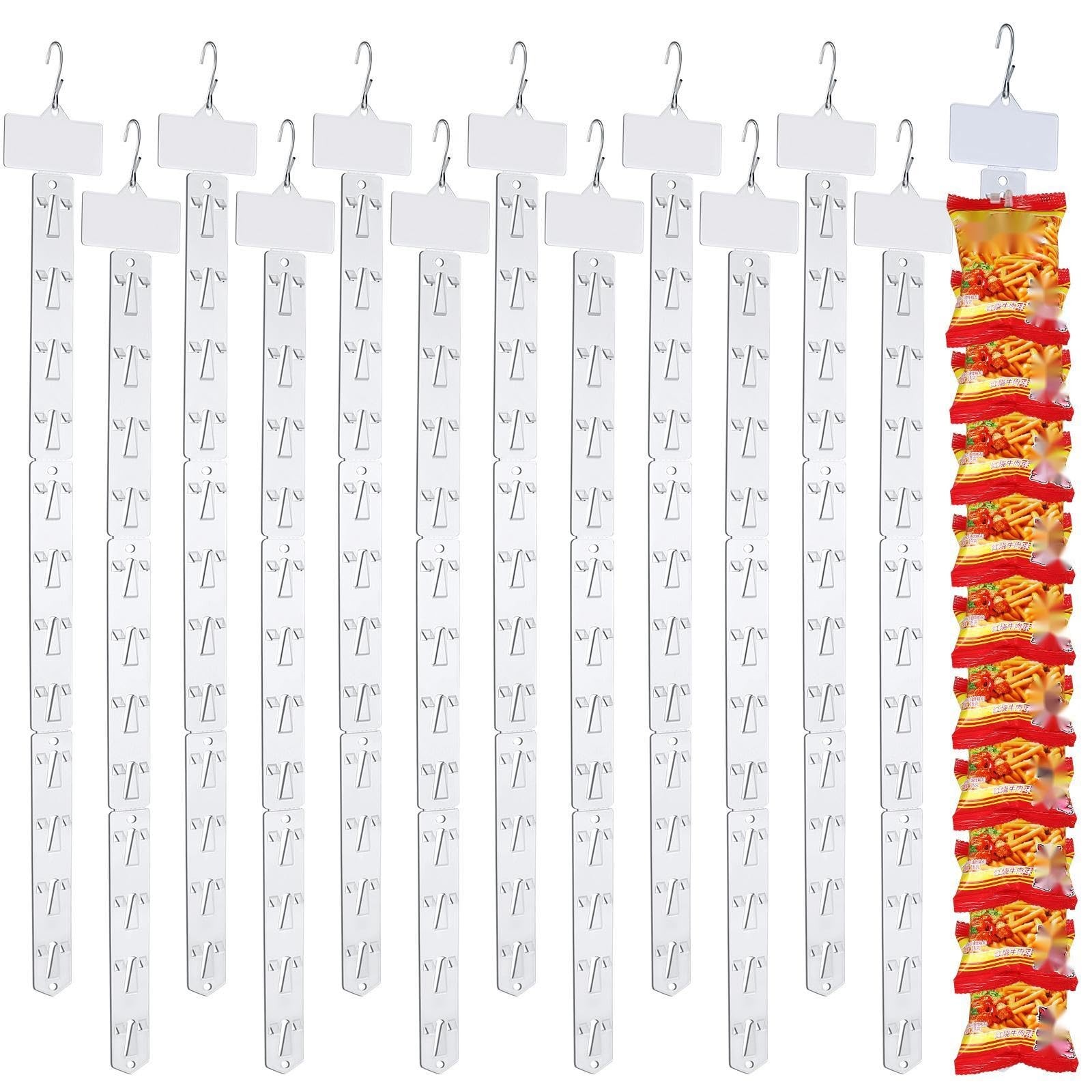 30 PCS Clear Plastic Hanging Merchandise Strips 30 S Hooks Chip Bag Display