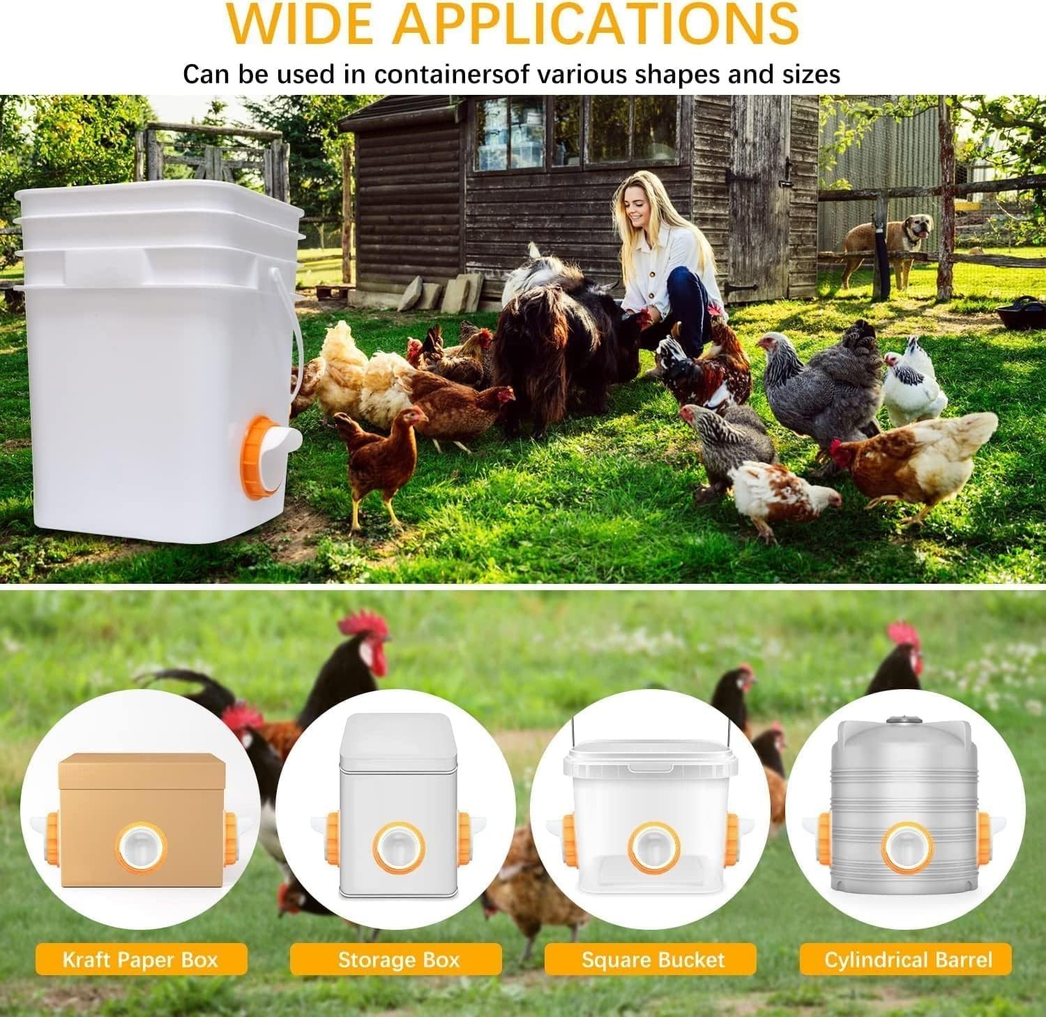 Efficient No Waste Chicken Feeder | 6 Pack with Waterproof Covers & Accessories