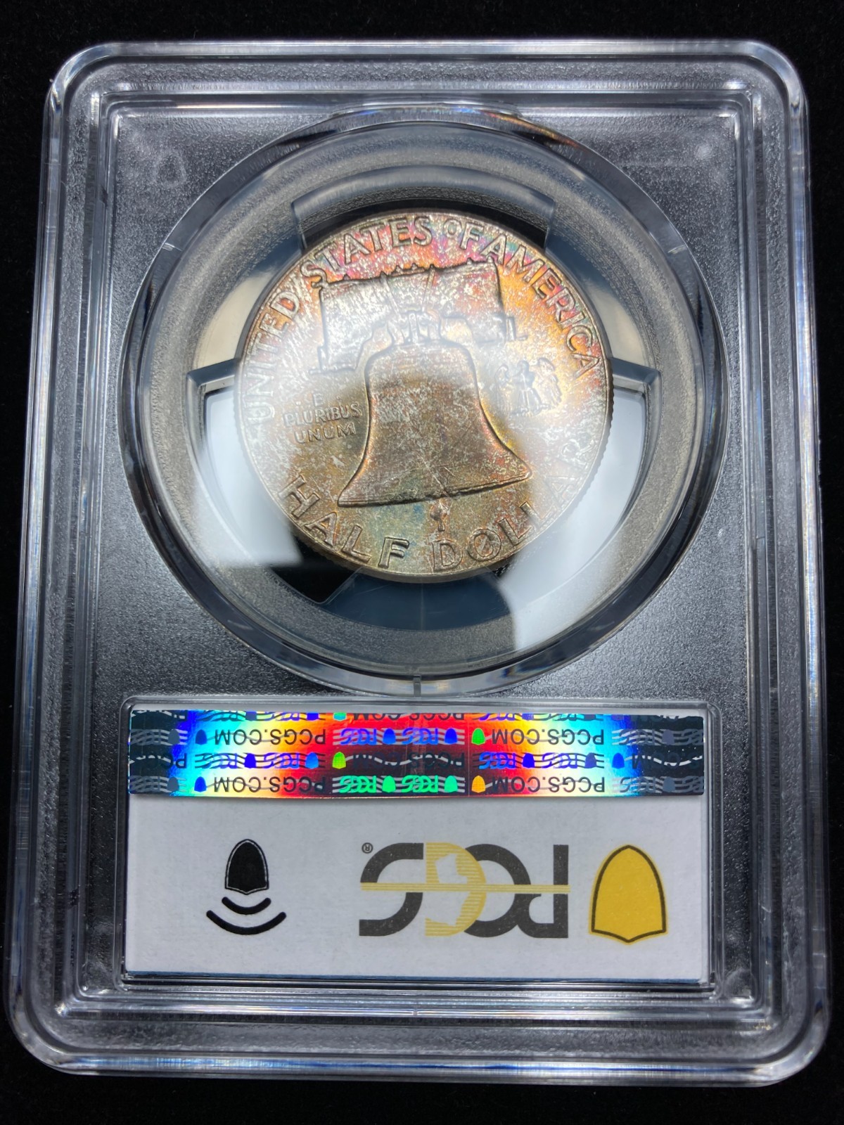 1958-P PCGS MS64 Franklin Half Dollar w/ Exceptional Reverse Rainbow Toning