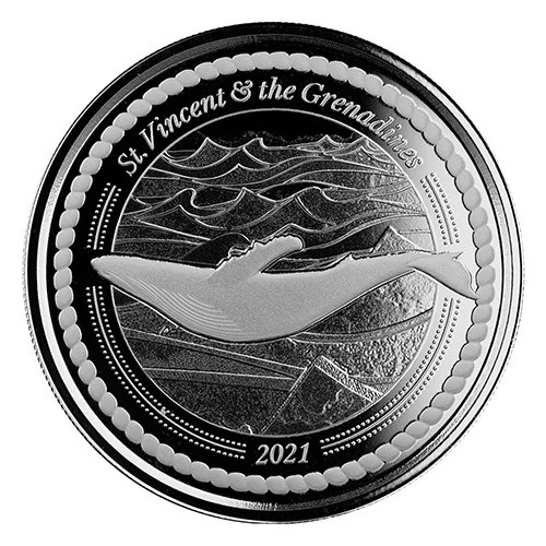 2021 St. Vincent & The Grenadines: Humpback Whale 1 oz Silver BU