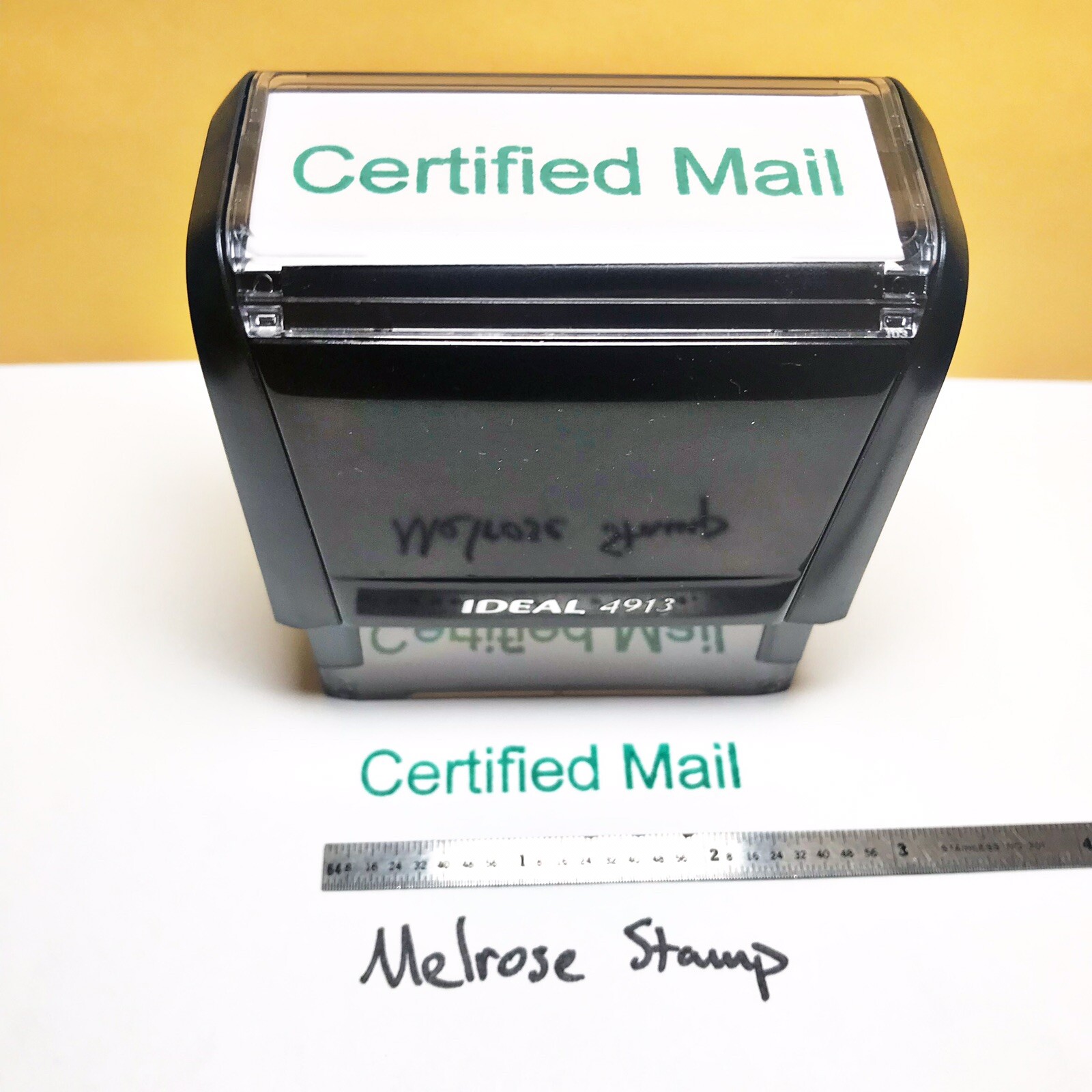 Certified Mail Rubber Stamp Green Ink Self Inking Ideal 4913