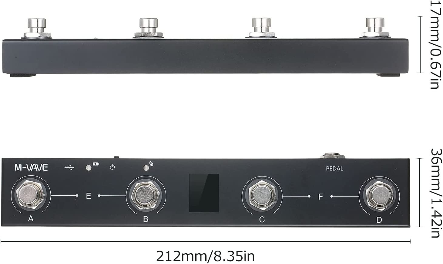 BT MIDI Foot Controller Wireless MIDI Controller Rechargeable 4 Buttons Pedal AP
