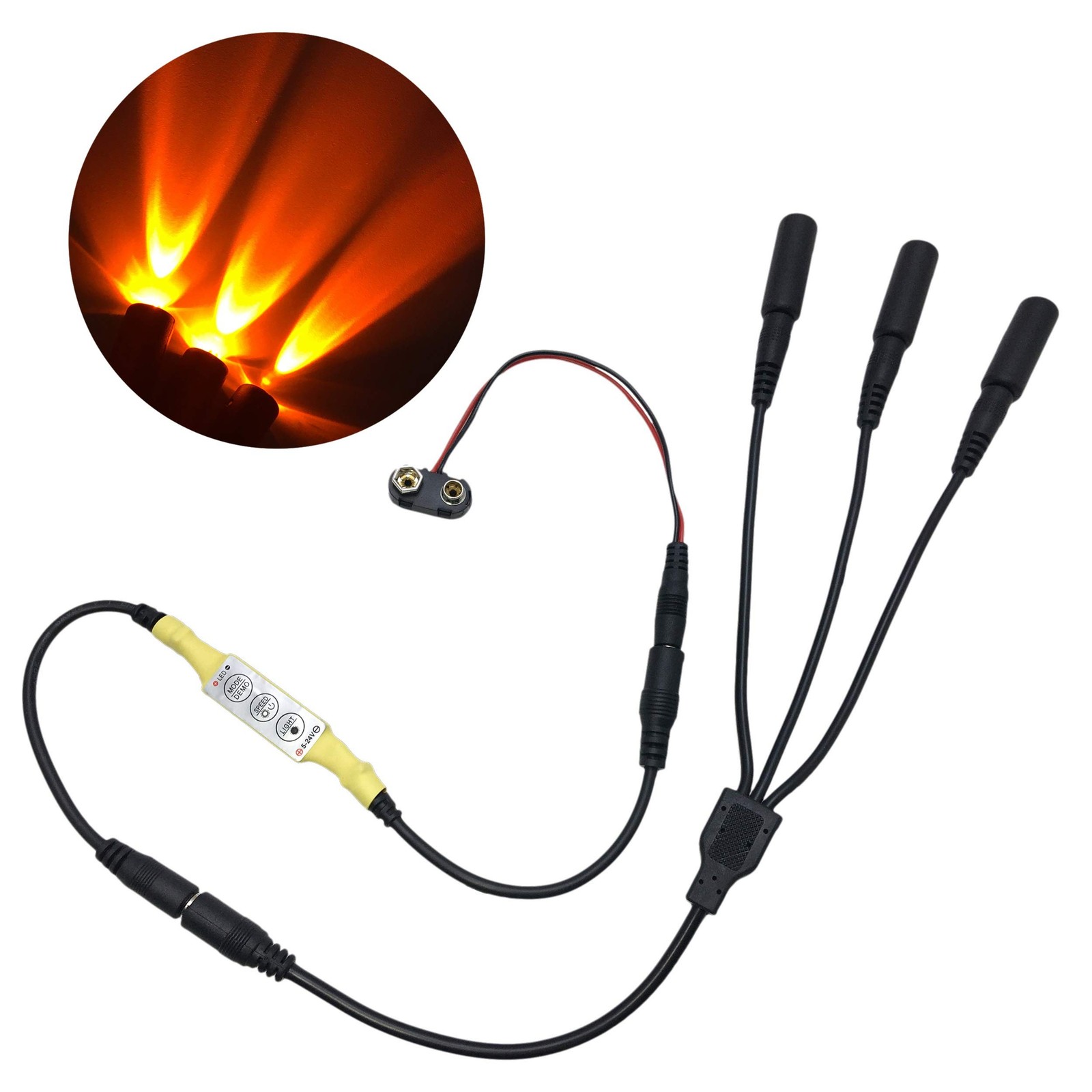 Flame Orange 3 Head Micro Special Effects flicker Light Kit 12v 9v Dc for The...