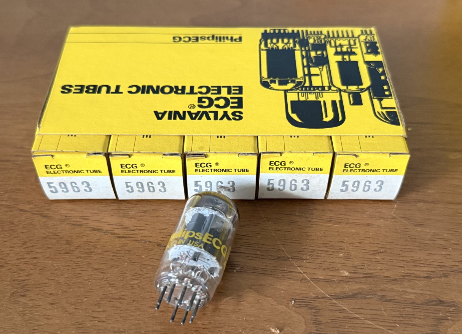 Philips ECG 5963 (12AU7) Vacuum Tubes Lot of 5 in Original Boxes! Read!