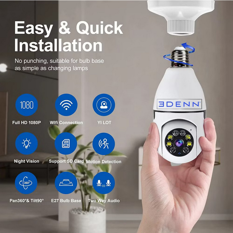 Edenn I-Defend Security Camera 1080P & Smart Night Vision - Full HD