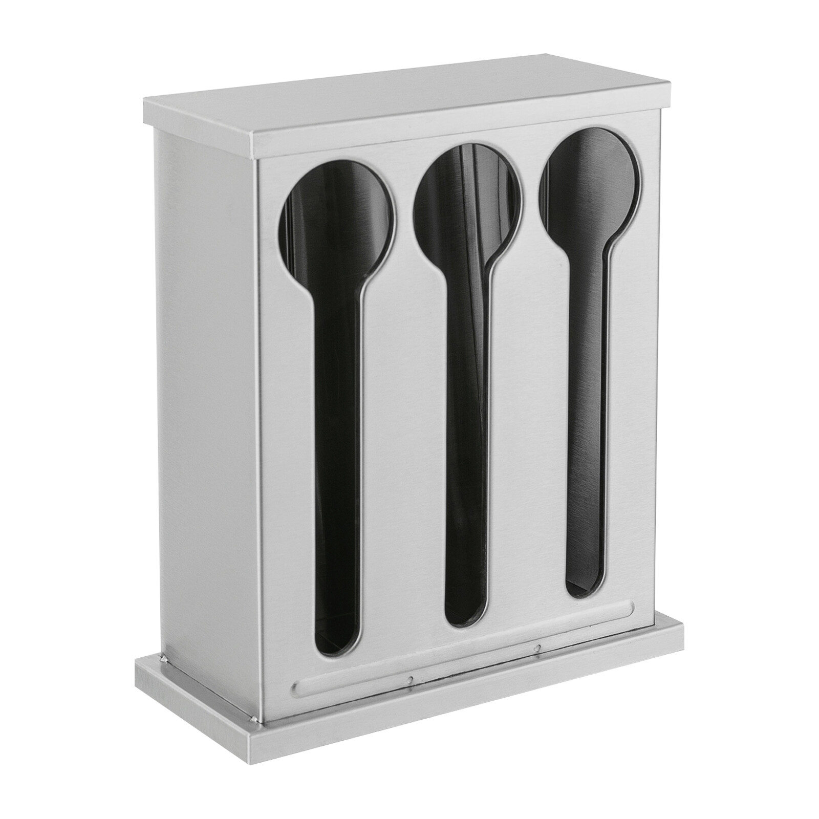 Stainless Steel 3-Compartment Utensil Dispenser for Forks and Spoons