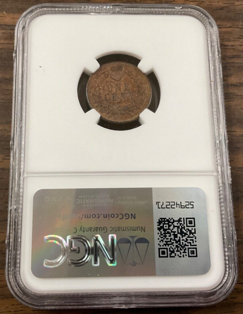 1876 Indian Head Cent - NGC AU Details - lightly cleaned.