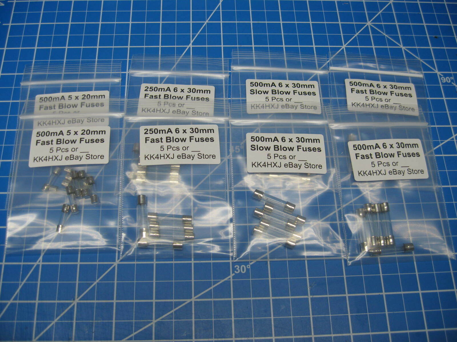 Glass Fuses for Test Gear - 0.50Amp/500ma Slow Blow - 6x30mm - 5 pcs - imported