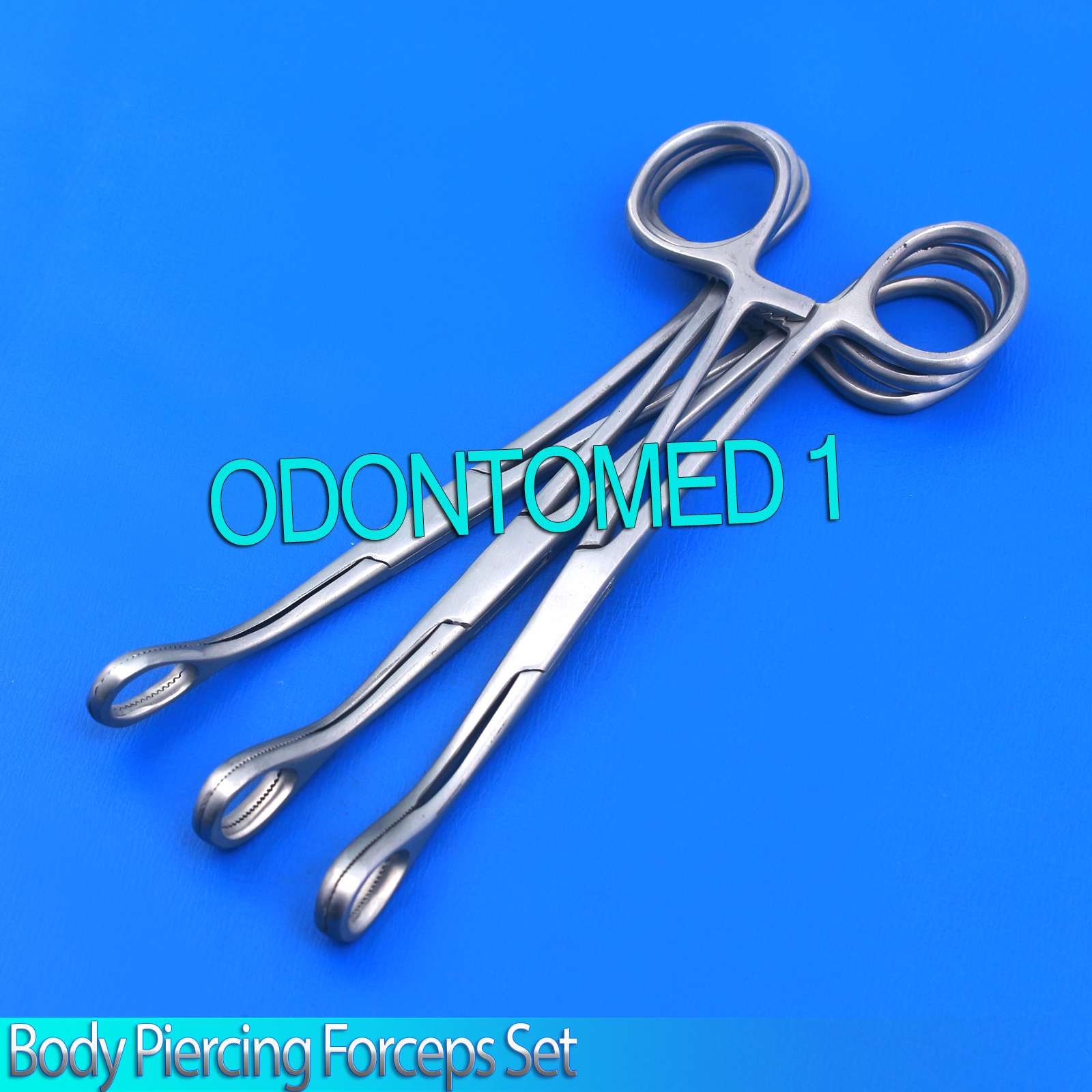 3 Body Piercing Forceps Kit Hemostat Sponge Clamp 6" Curved New