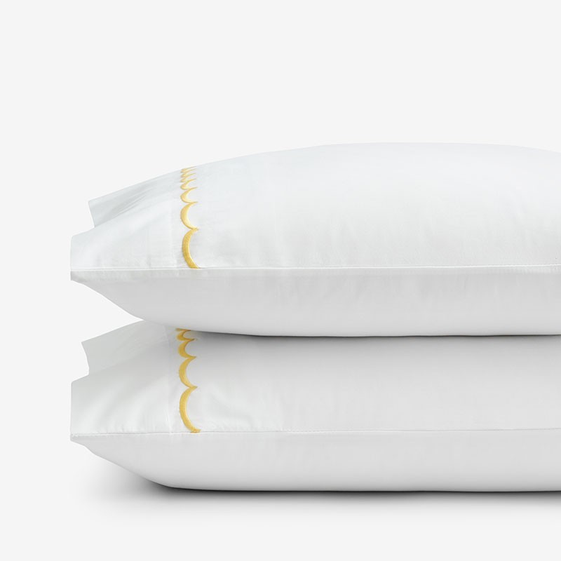 Embroidered Scallop Classic Cool Cotton Percale Pillowcase Set|61226