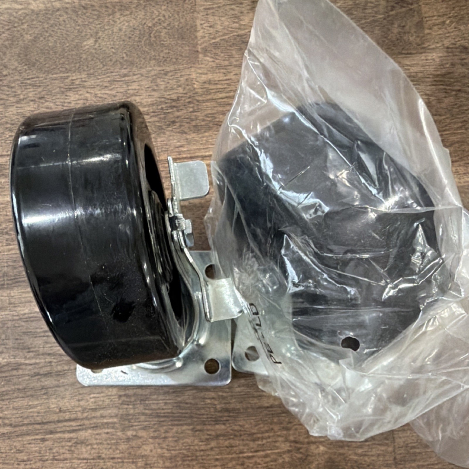 Heavy Duty Black Caster Wheels with Mounting Plates Set of 2