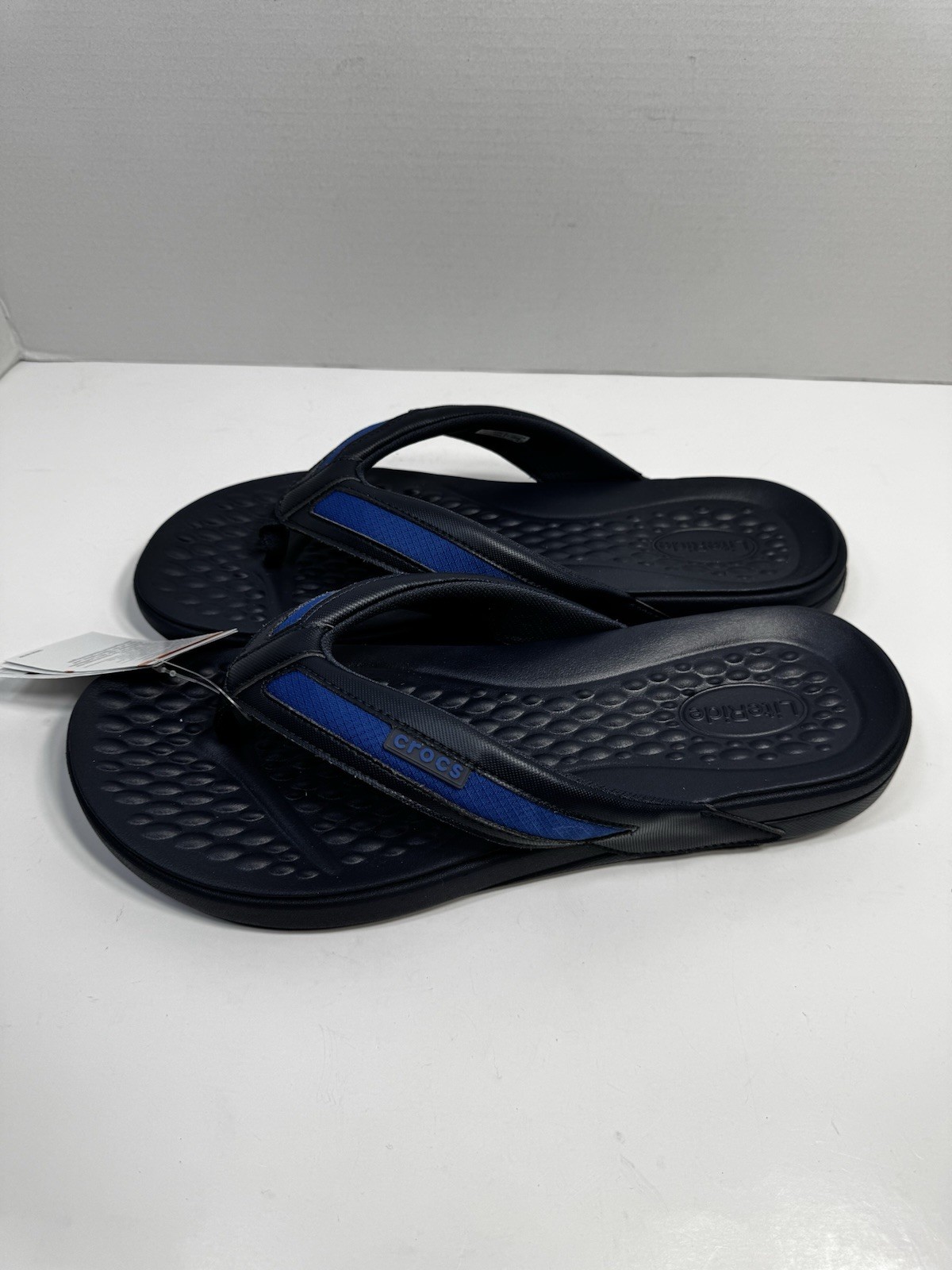Crocs Yukon Sport LiteRide Flip Flops Sandles Mens Navy Blue Slip-On Thong - 13