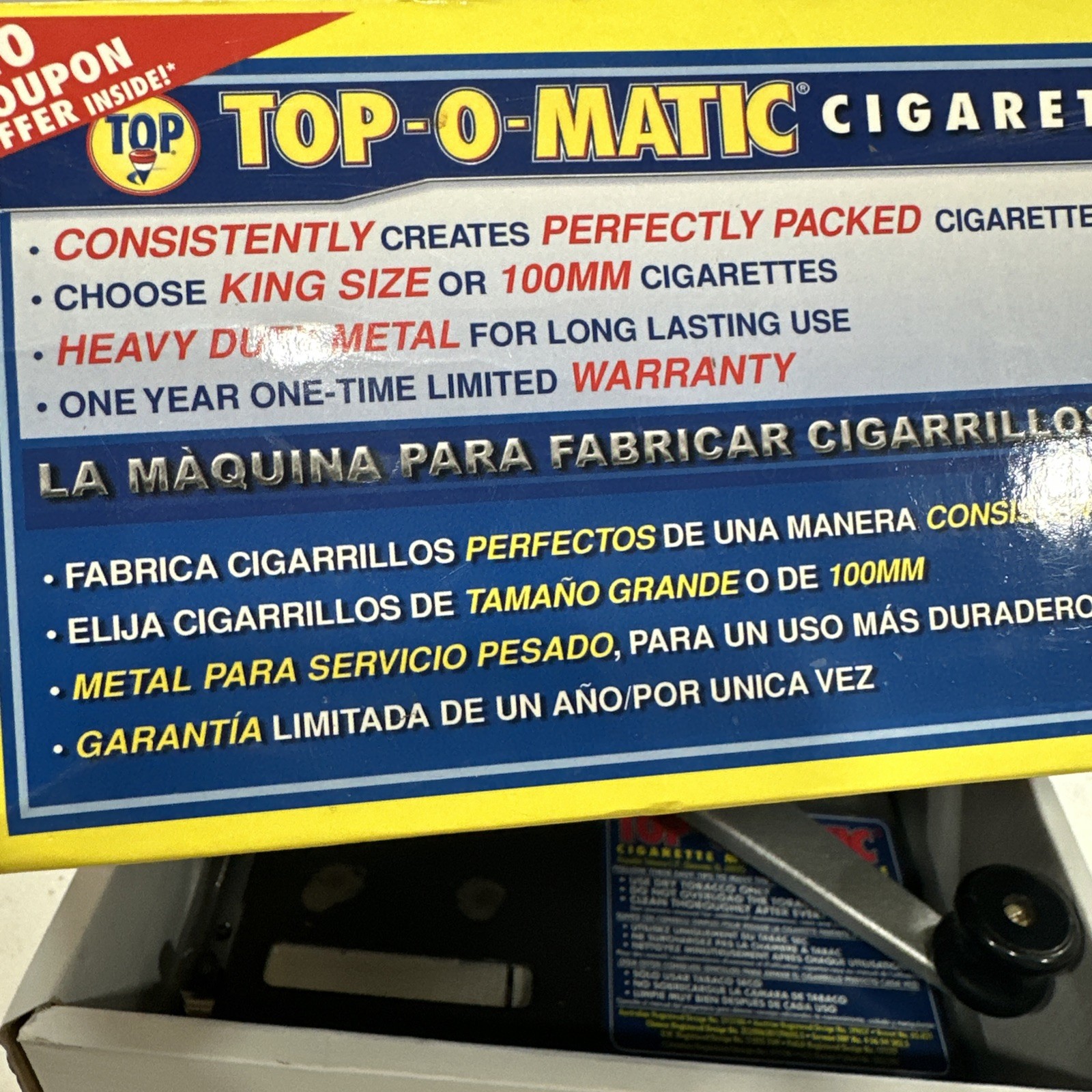 TOP O MATIC CIGARETTE ROLLING MACHINE KING SIZE & 100MM ^