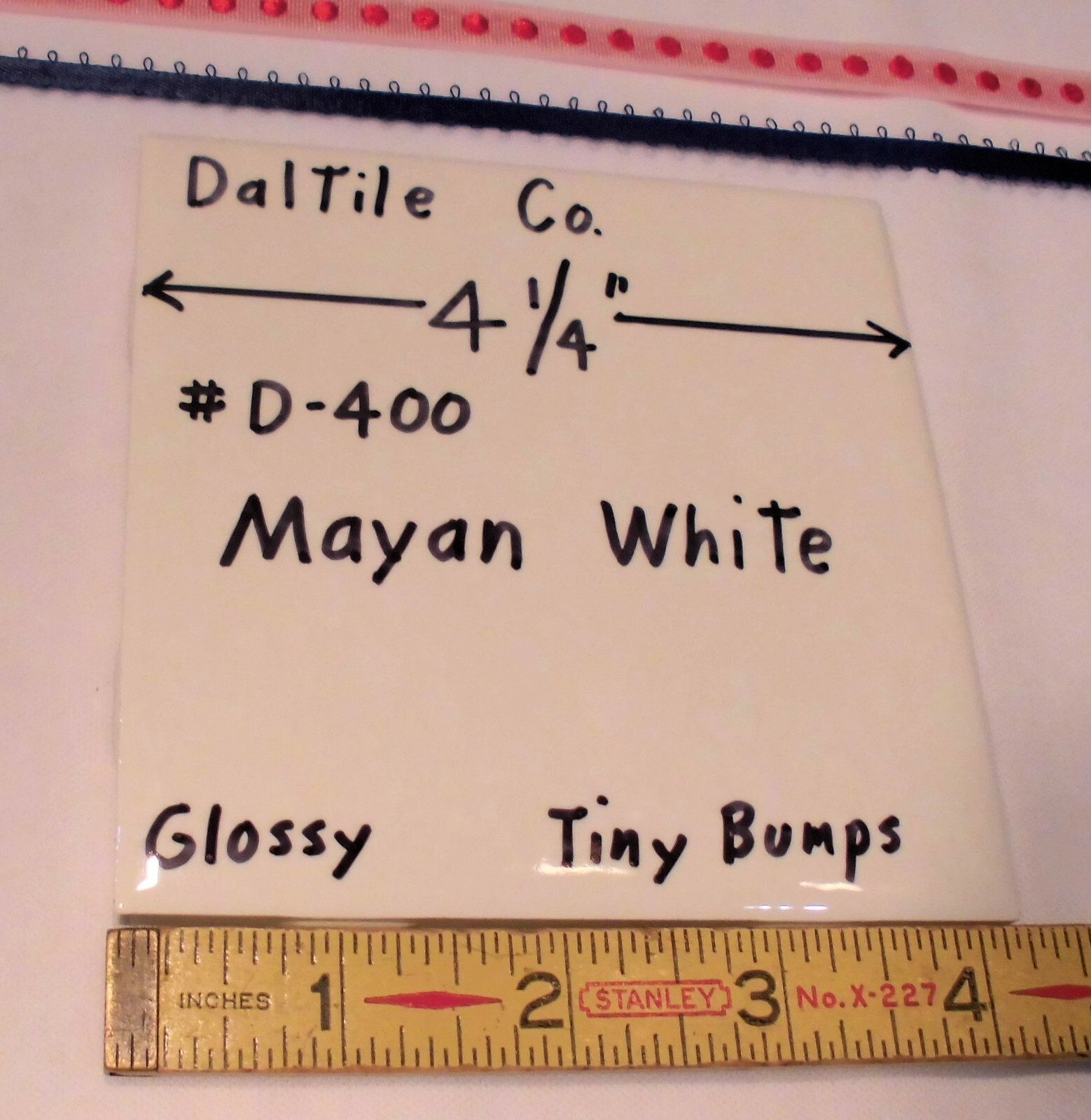 1 pc. Mayan White: Glossy Ceramic Tile by Daltile 4-1/4" Tiny Bumpy, Dimple NEW
