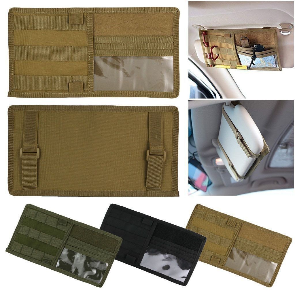 Car Sun Visor Organizer Pouch Bag PU Leather Muti Pocket Card Storage Holder US