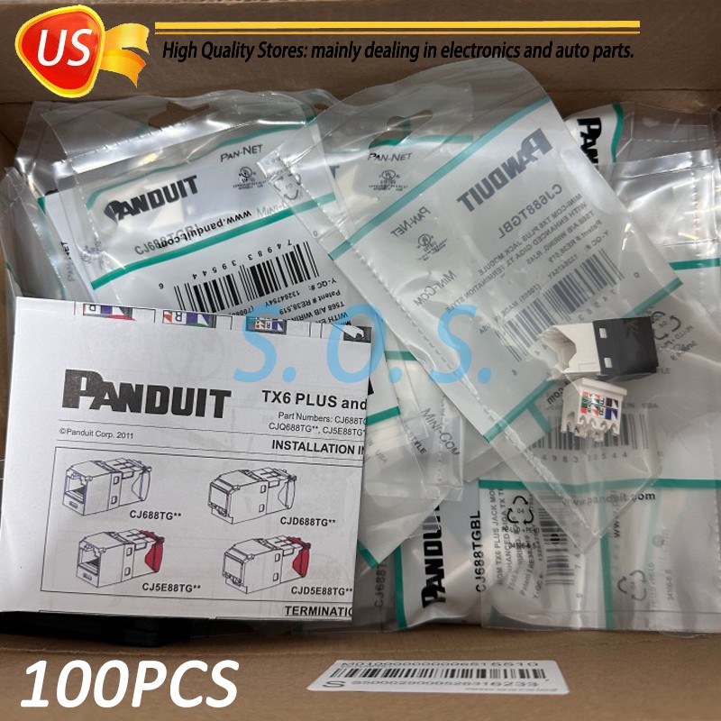 100X For Panduit CJ688TGBL Giga TX Cat6 Mini-Com RJ45 Network Jack Module Black
