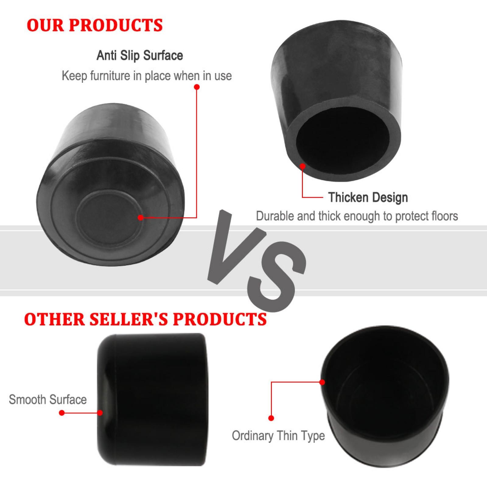 Rubber Leg Cap Tip Cup Feet Cover 13mm Inner Dia 8pcs for Furniture Table