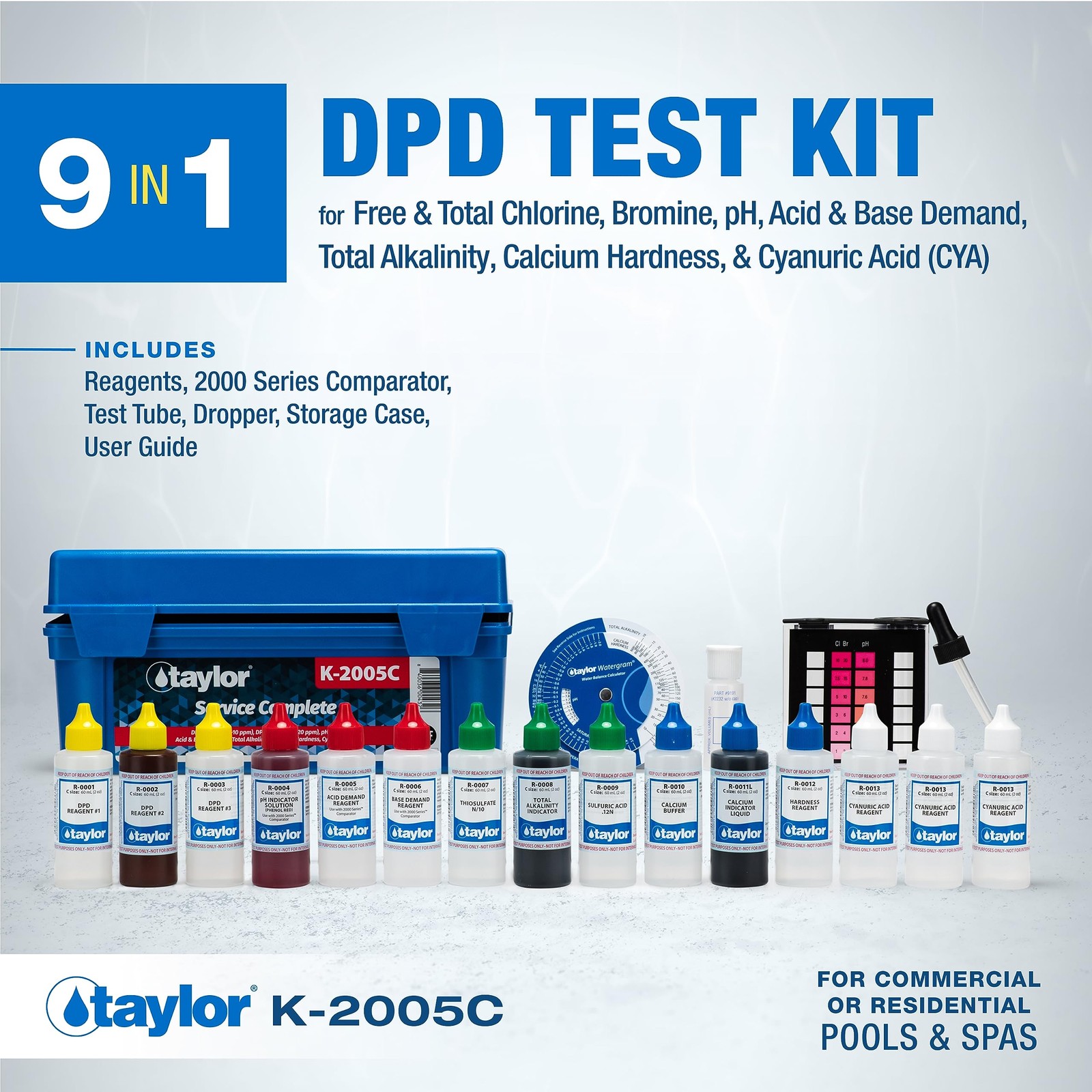 Taylor Complete Pool & Spa Test Kit High Range K2005C 2 oz Reagents