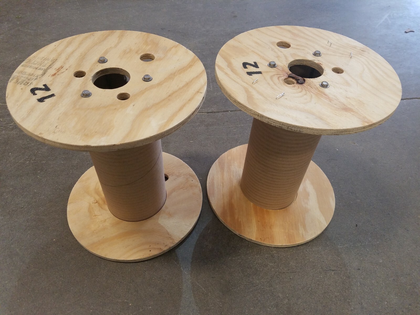 (4) 11 1/2 X 13" wood cable reel wooden wire spool holds 500 feet of 6 awg