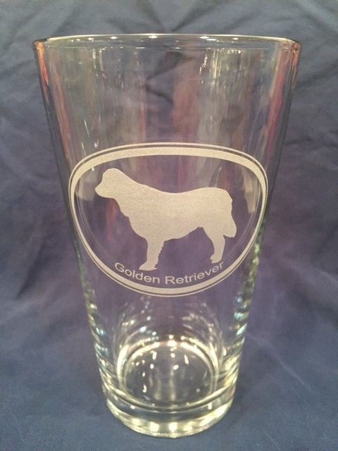 Golden Retriever Engraved Pint Glass - Free Personalization