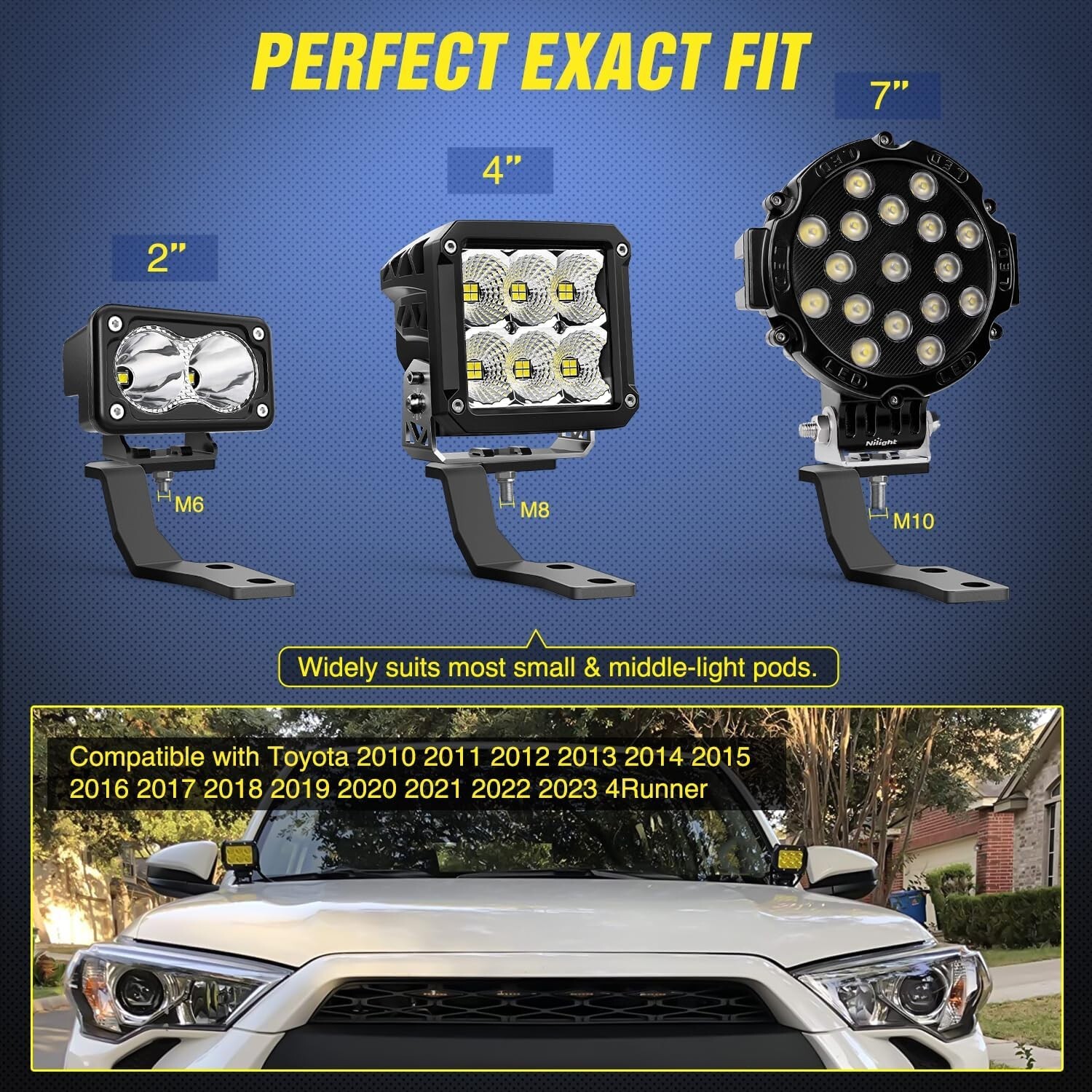 Nilight Ditch Light Brackets Hood Hinges Mount Bracket Kit for Work Light
