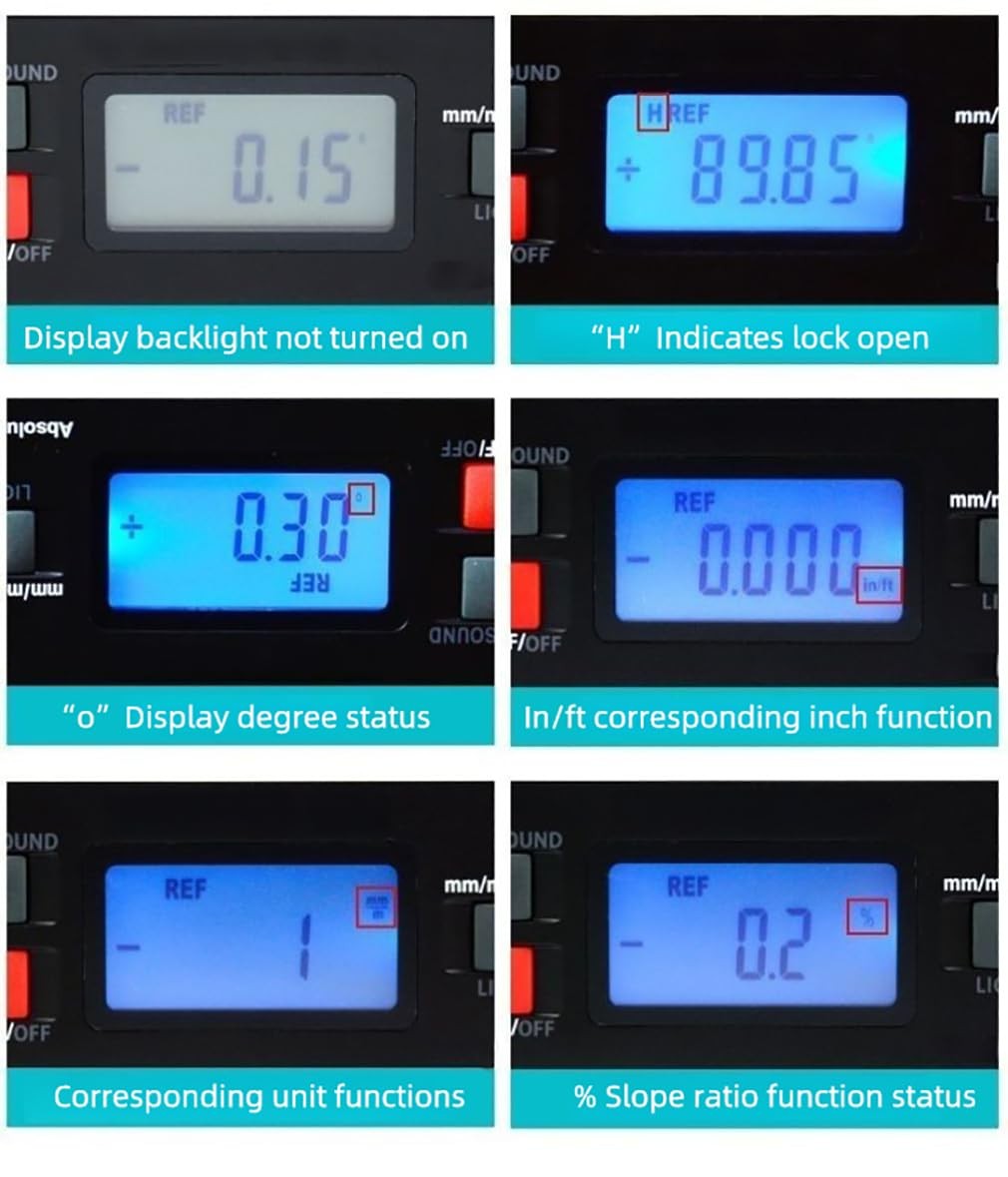 Black V-Groove Digital Angle Finder with Backlight Display - High-Precision I...