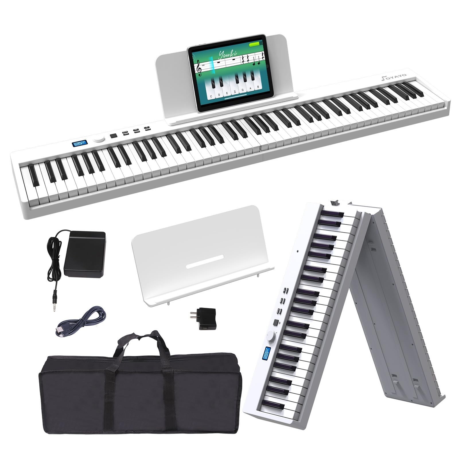 Folding Piano Keyboard 88 Key, Portable Piano Keyboard with Standard Semi Wei...
