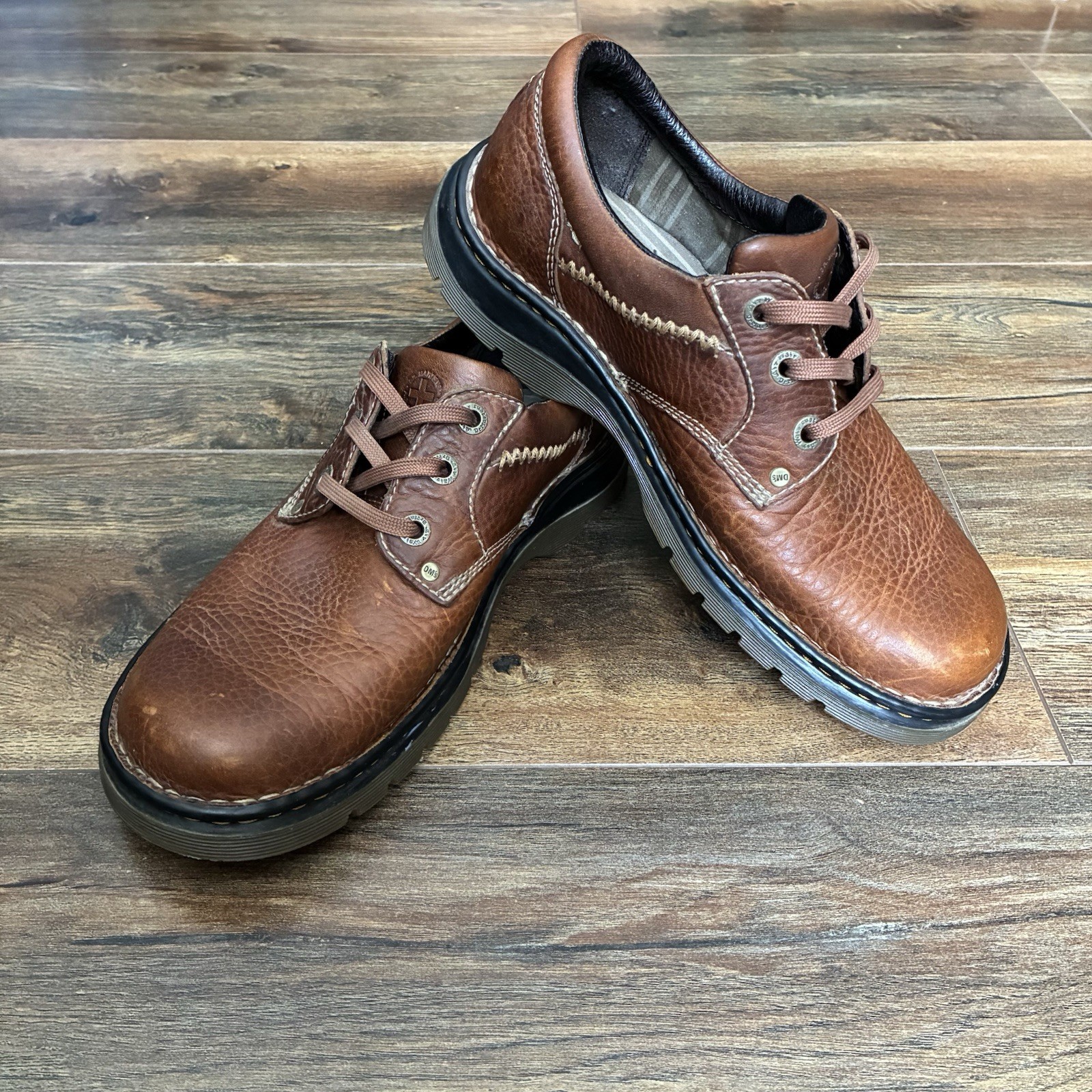 Dr Martens Shoes M 9 L 10 Brown Leather Air Cushion Sole Oxfords Casual 12079