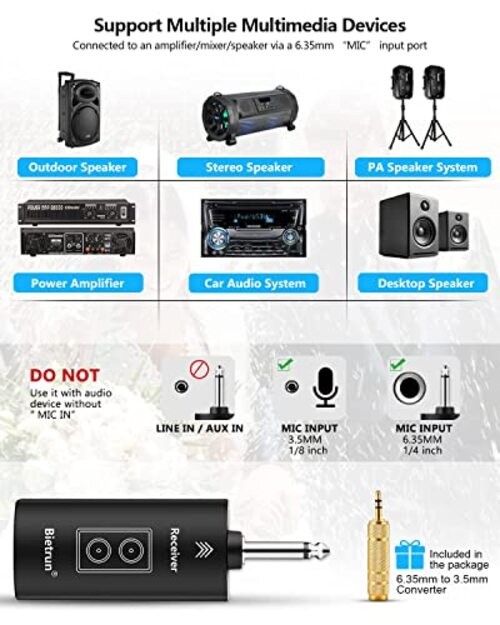 Wireless Microphone Rechargeable, 168FT Range Bluetooth Microphone Black