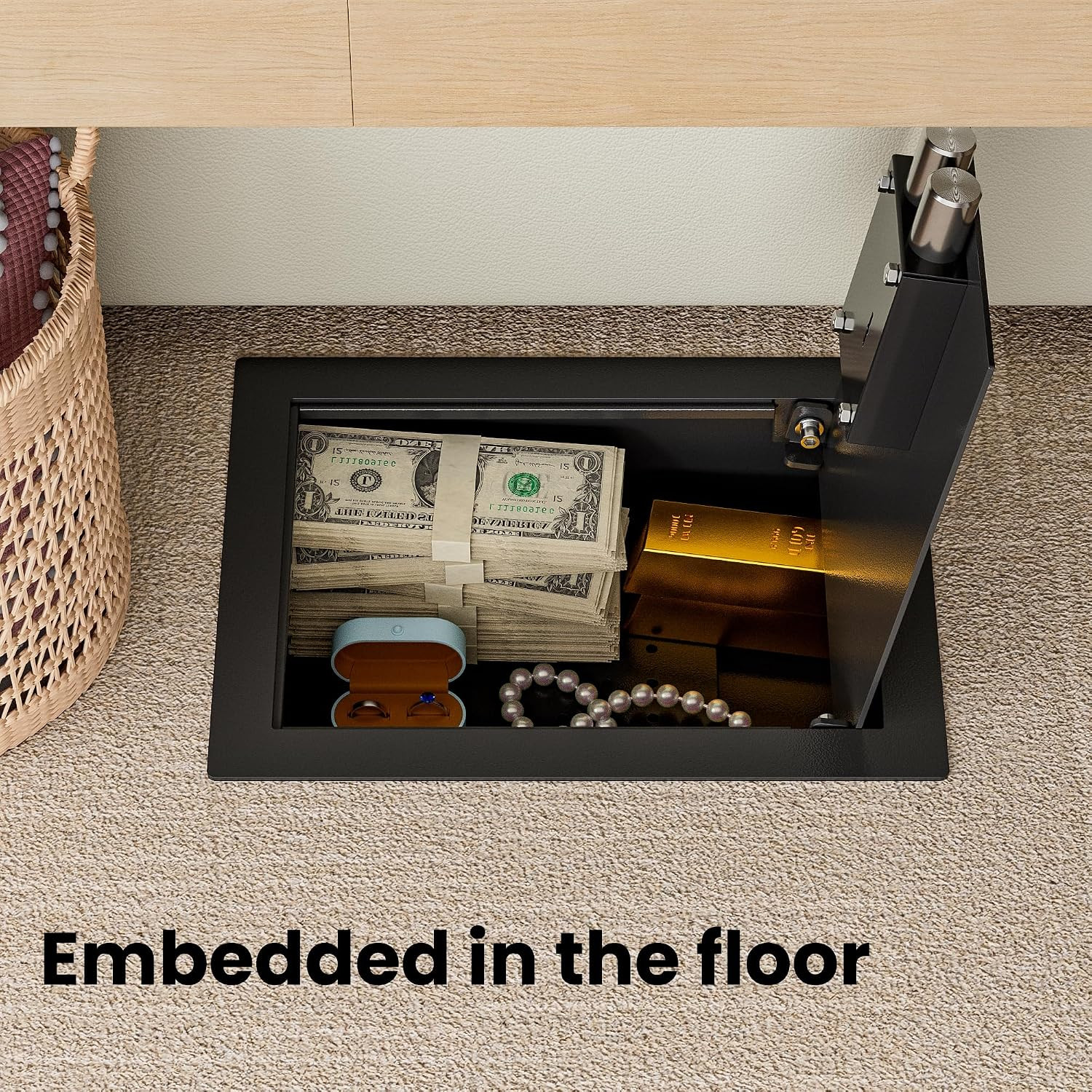Small Hidden Wall Safe with Removable Pegboard for Jewelry & Documents