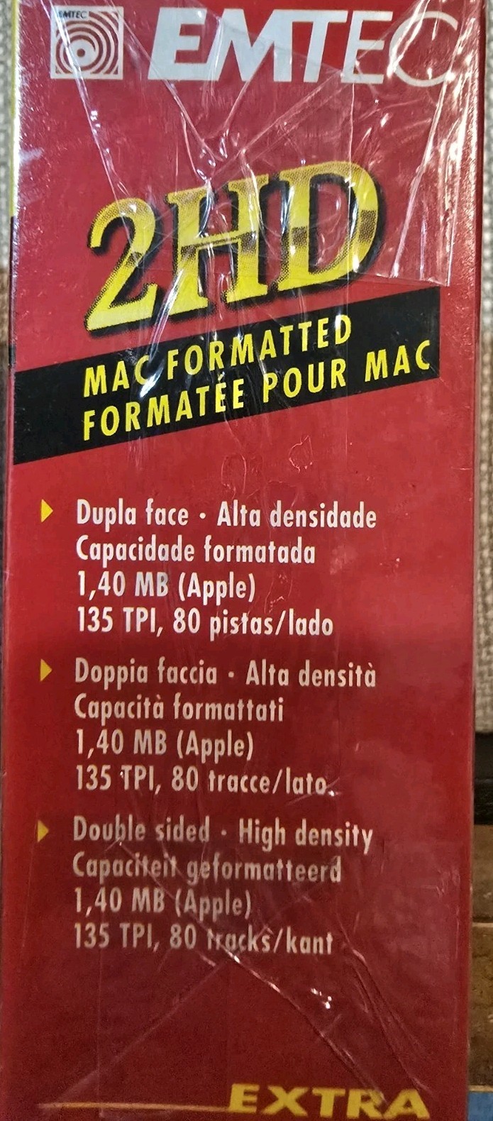 EMTEC 2HD MAC Formatted 3.5" 10 DISKETTE Pack Sealed (PC Formatable) 2 Packs