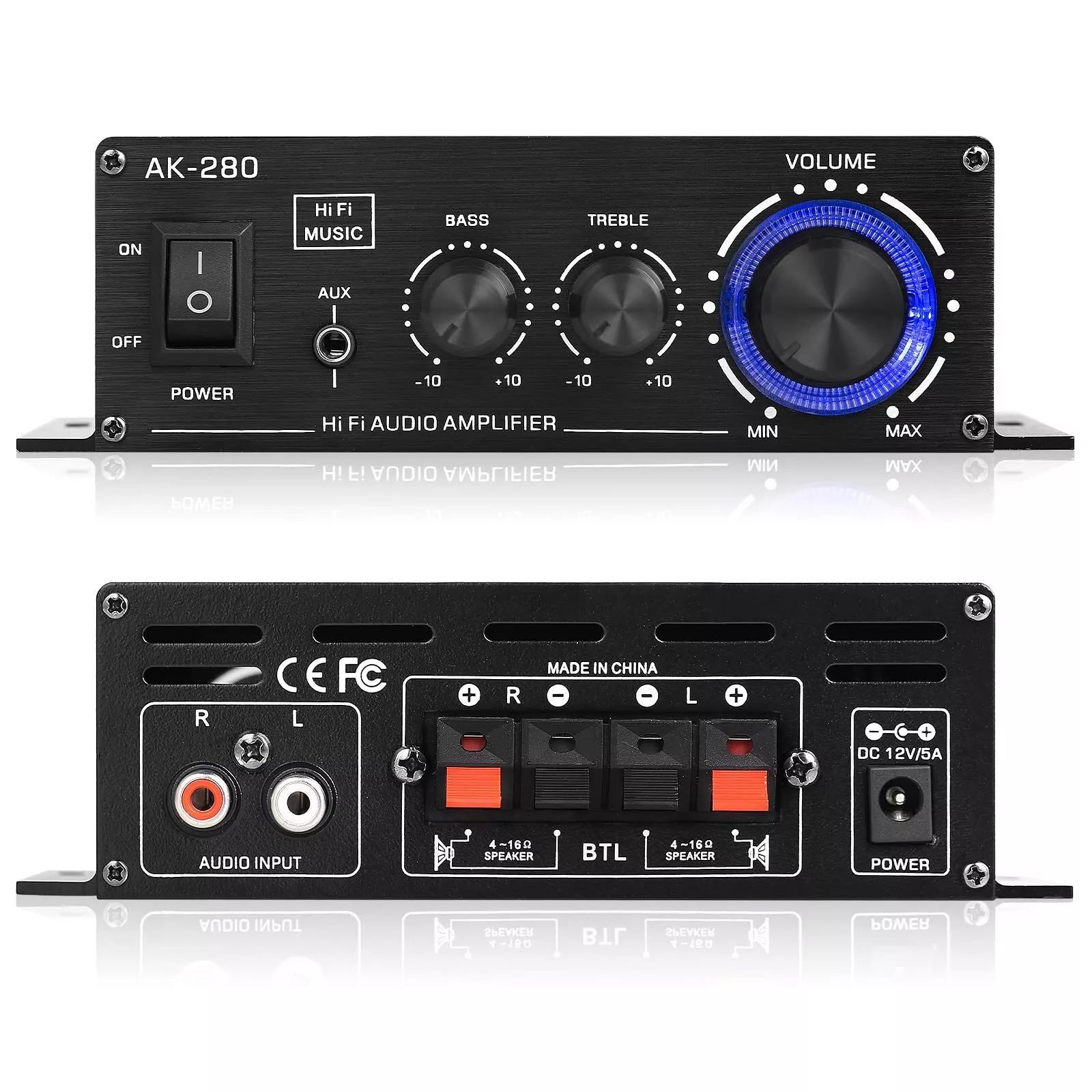1 PC Protable 2.0 Channel AK280 Mini HIFI Stereo Audio Power Digital Amplifier