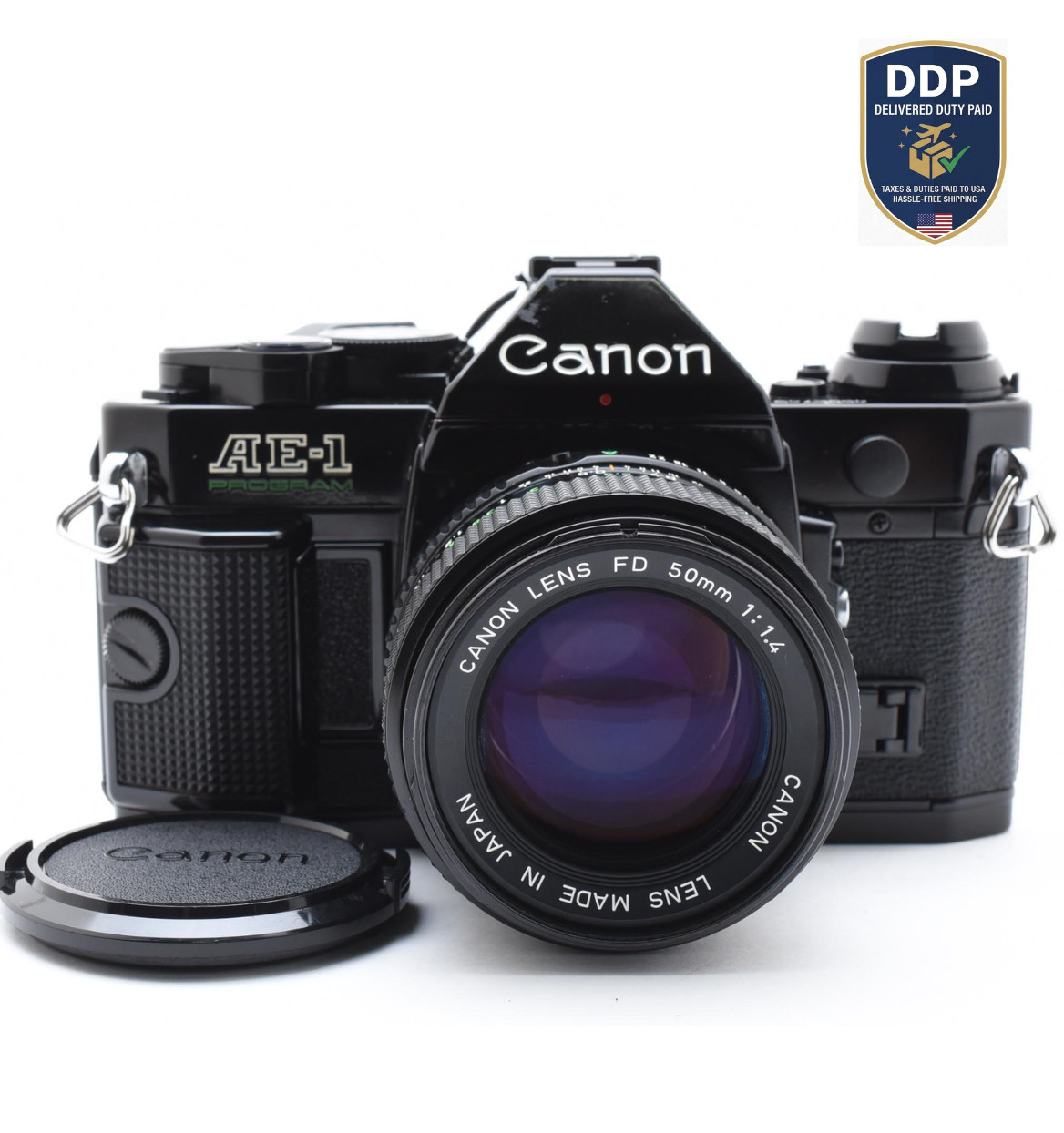 [NEAR MINT] Canon AE-1 Program New FD 50mm f1.4 lens Black SLR Film Camera JAPAN