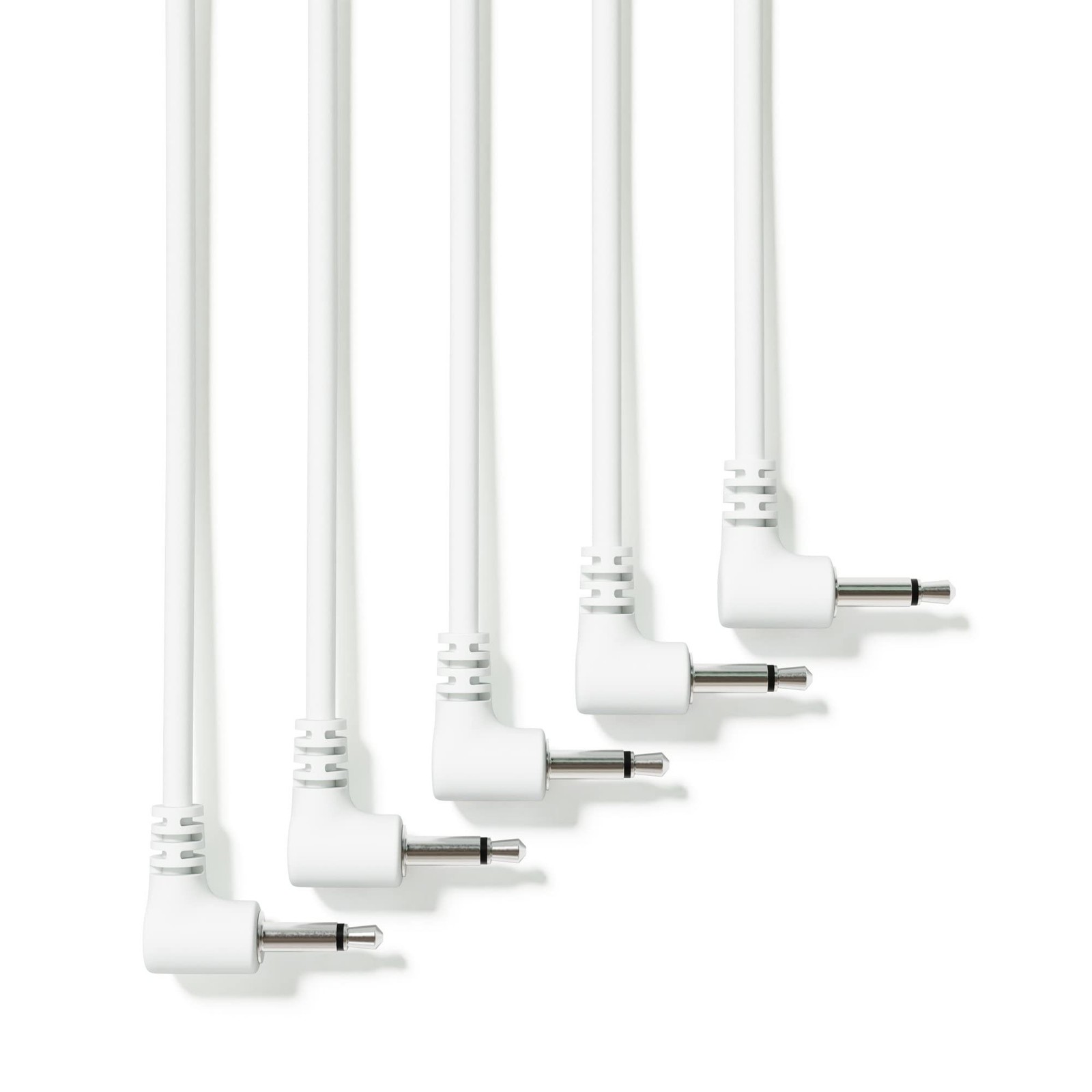 5-Pack - Right Angle Mono Modular Patch Cables - 3.5mm 1/8" Eurorack Synthesi...