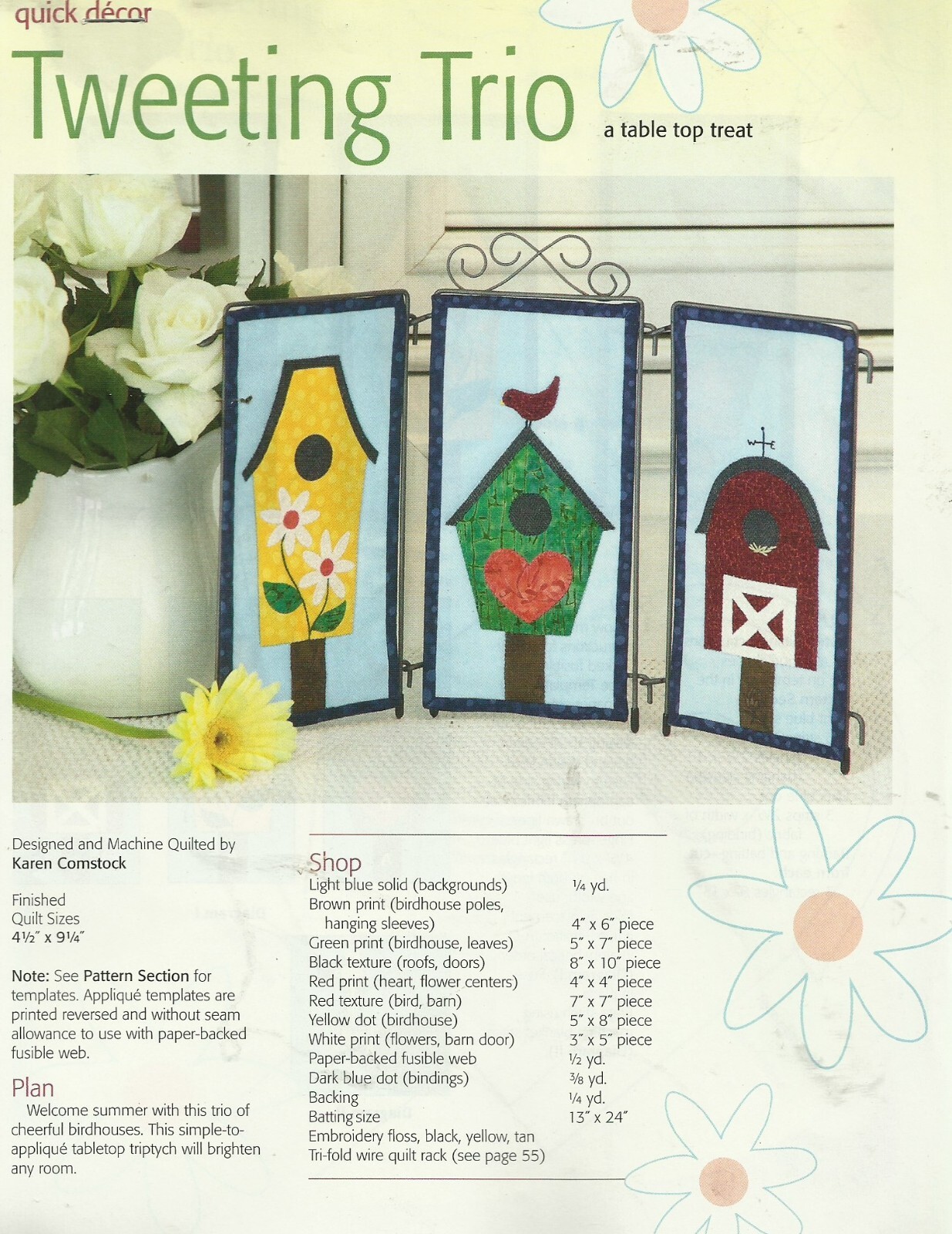 B0627 TWEETING TRIO QUILT PATTERN/INSTRUCTIONS