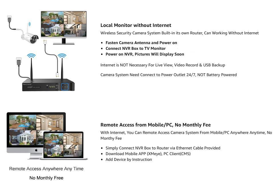 Nextrend 8CH 1TB 960P DVR NVR Wireless Home Outdoor Security Camera System Kit