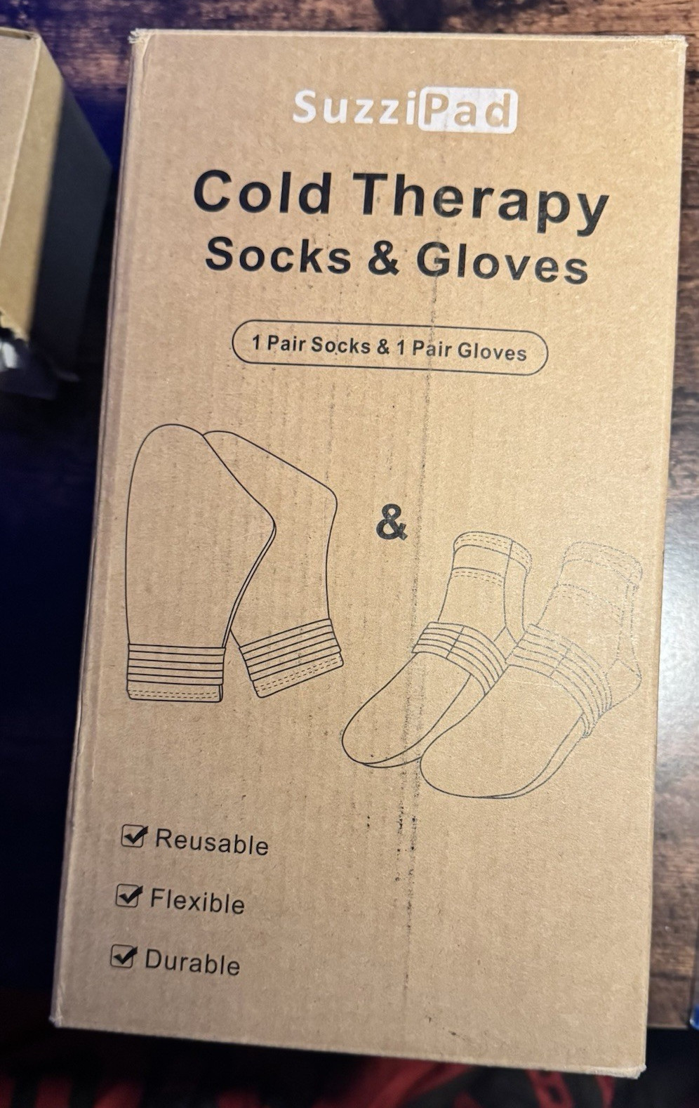 SUZZIPAD Cold Therapy Gel Socks & Gloves Set Pain Relief L Purple Reusable